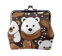 White Bear - Cartera de viaje minimalista con estampado de oso marrón, pequeña bolsa de almacenamiento para viajes de senderismo y excursiones al aire libre, Black, Talla única, Bolsa para monedas