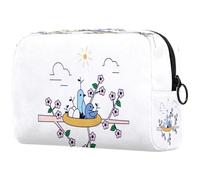 White Bird - Bolsa de cosméticos para mujer, neceser de viaje, bolsa organizadora de maquillaje grande con cremallera, multicolor, 18.5x7.5x13cm/7.3x3x5.1in, Neceser