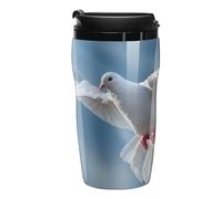 White Bird Dove Holy Spirit - Taza de café reutilizable con aislamiento térmico y tapa de 250 ml