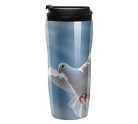 White Bird Dove Holy Spirit - Taza de café reutilizable con aislamiento térmico y tapa de 350 ml