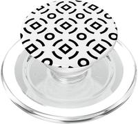 White Black Circle Lozenge Square Monochrome Pattern PopSockets PopGrip para MagSafe