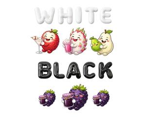 White & Black: White Pear, Dragonfruit, Lychee, and Blackberries (Fruit)