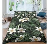 White Bloom Pattern Funda Edredon Juego de Ropa de Cama de 3 Piezas Impresión 3D Cierre de Blanco Bloom patrón Funda de Edredón Funda de Almohada a Juego Suave for Adolescentes Super King（260x220cm）