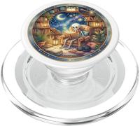 White Booktrovert Skeleton Librarian Book Reading Bookish PopSockets PopGrip para MagSafe