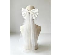 White Bow Mesh Wedding Accessory 39cm Tulle(White) | para stunning trailing design, adds drama and elegance, para perfect for special day memories, white color option