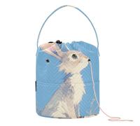 White Bunny in Field Art Crochet Bags Craft Organizers Storage Portable Storage Bags for Knitting Tool Knitting Project