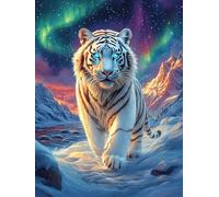 White Cachorro de Tigre con Brillo mágico Puzzles 500 Piezas Maquetas 3D Educativas Fauna Mascotas Rompecabezas para Familia Construir DIY Moderno Aliviar Estrés Decoración 500 PCS