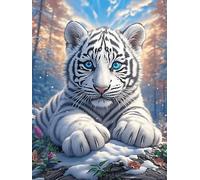 White Cachorro de Tigre en un Brillo Mágico Rompecabezas 1000 Piezas Cartón Resistente Para Toda La Familia Mascota de Vida Silvestre Desconectar Estrés Ocio Creativo En Casa Mejor Valorado Regalo Per