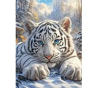 White Cachorro de Tigre en un Brillo Mágico Rompecabezas 500 Piezas Cartón Para Adultos Y Adolescentes Mascota de Vida Silvestre Cute Hobby Colección Toda La Familia Decoración Única Hogar Calidad Pre