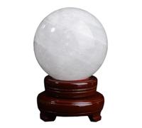 White Calcite Sphere Quartz Crystal Ball Divination Gemstone Ball Sculpture Figurine Precious Gifts for Family and Friends,12cm