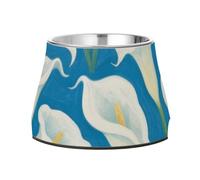 White Calla Lilies - Cuencos de comida para mascotas, antideslizantes, de acero inoxidable, para gatos de alimentación lenta, apto para bigotes