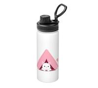 White Cat in The Tent - Botella de agua aislada a granel, de acero inoxidable, con tapa, para adultos, ideal para uso diario y actividades al aire libre