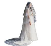 White Cathedral Bridal Veil 1 Layer 300cm Wedding Veil with Ribbon Edge for Bride Wedding Accessories