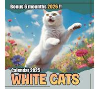 White Cats Calendar 2025-2026: 18 Months of ANIMAL from Jan 2025 to Jun 2026|Great Gift For Organizing & Planning, US Holidays|Kalender Calendario Calendrier