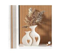 White Ceramic Minimalist Scandinavian Boho Vases Set of 2 for Wedding Decor and Living Room Accent