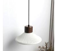 White Ceramic Pendant Light Retro Wooden Hanging Ceiling Lamp Art Decor Long Chandelier - Pendant Lights Fixture Compatible with Dinning Room Bedroom, E27,Pendant Ceiling Light