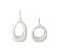 White Ceramic Vase Neutral Boho Nordic Minimalism Style Flower Vases for Office Bedroom Farmhouse Wedding