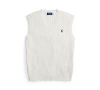 White Chaleco de algodón en punto de ochos XL