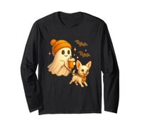 White Chihuahua Halloween Ghost Walking Chihuahua Dog Manga Larga