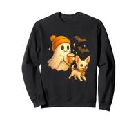 White Chihuahua Halloween Ghost Walking Chihuahua Dog Sudadera