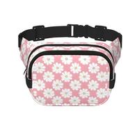 White Chrysanthemum Texture Chart Square Double Layer Waist Bag Belt - Riñonera unisex en cualquier lugar para correr, viajar, senderismo, fitness, negro, talla única, negro/blanco, One Size, blanco y