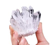 White Clear Quartz Cluster Irregular Rock Crystal Cluster Crystal Geode Stones Figurine for Home Office Decor,500-600g