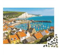 White Cliff Bay Jigsaw Puzzle 1000 Pieces Recycled Material Coastal Town Puzzles for Boy & Girl Ages 6 Years Arriba Divertido y Desafiante Family Game Activity 70x50cm/1000pcs
