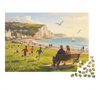 White Cliffs 1000 Pieza Puzzle Recycled Coastal Village Senior Puzzles Party Accesorios de Juego Desarrollo de la Inteligencia de Niños y Niñas Educativo Fun 52x38cm/1000pcs