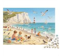 White Cliffs Puzzle 1000 Piezcomo Meneriunl Reciclundo Beunch Cocomot Puzzles punrun Adulcomo Developeng Boy & Girl‘s Intelligence Psennt Child Juego Actividund 52x38cm/1000pcs