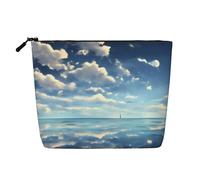 White Clouds Over The Sea Hemp Style - Bolsa organizadora de cosméticos impermeable para artículos de tocador de viaje y almacenamiento diario
