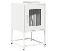 White Cold Rolled Steel Nightstand 36x39x60.5 cm with Handles, Spacious Storage Cabinet for Bedroom & Living Room, Durable Metal Legs, Easy Assembly, Modern Home Decor Furniture