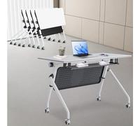 White Conference Room Tables, Folding Stackable Conference Table with Caster Wheels, 63L X 23.6W X 29.5H Inches Rectangle Modular Meeting Seminar Desk for Boardroom Office Classroom(4pcs)