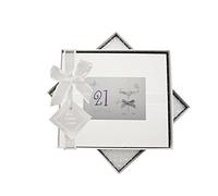 WHITE COTTON CARDS 21º cumpleaños, Libro de Invitados, Cristal coupé, Tela, Blanco, 19.5x21.5x1.5 cm, 6