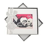 WHITE COTTON CARDS 60th cumpleaños, Libro de visitas, Coche clásico, Color Blanco