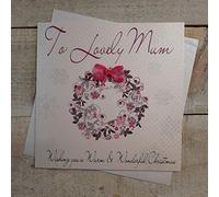 WHITE COTTON CARDS A Lovely Mum Tarjeta de Navidad (Hecha a Mano, Rosa, Corona