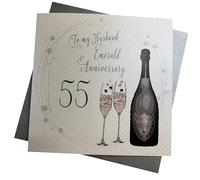 White Cotton Cards A55H - Tarjeta de aniversario 55 hecha a mano con texto en inglés "To My Husband On Our Emerald Anniversary 139.7 cm