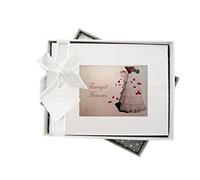 WHITE COTTON CARDS - Álbum de Fotos de Boda, pequeño, Vestido, Tela, Blanco, 16 x 20,5 x 4 cm