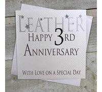 WHITE COTTON CARDS Blanco Tarjetas de algodón Happy 3rd Aniversario con Amor de Piel en un día Especial Tarjeta Hecha a Mano