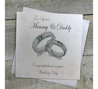 WHITE COTTON CARDS Boda Tarjeta de Mano a un Especial Mummy y Daddy