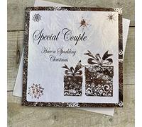WHITE COTTON CARDS C2-SC - Tarjeta de Navidad hecha a mano con texto en inglés Special Couple Have a Sparkling Christmas
