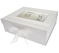 WHITE COTTON CARDS - Caja de Recuerdos, de 18 años de cumpleaños, tamaño Grande, Copas, Junta, Color Blanco, 27,2 x 32 x 11 cm