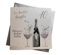 WHITE COTTON CARDS Code BD10 - 40 "a una Hermosa Hija 40 Wishing You A Wonderful Birthday Hecho a Mano 40th Tarjeta de felicitación de cumpleaños