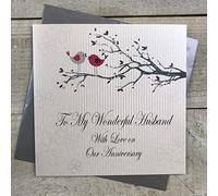WHITE COTTON CARDS Code PD120 a mi Maravilloso Marido con Amor en Nuestro Aniversario Hecho a Mano Tarjeta de Aniversario