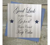 WHITE COTTON CARDS Code pd163 Buena Suerte en tu exámenes Go para It. Acabado a Mano Buena Suerte Tarjeta