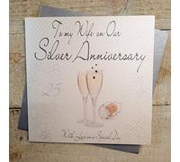 WHITE COTTON CARDS Code wa25 W A 25th Anniversary Tarjeta to my Wife on Our Silver Anniversary