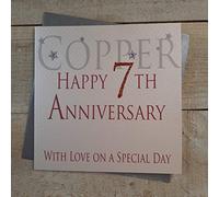 WHITE COTTON CARDS Copper Happy 7th Love On A Special Day, Tarjeta de Aniversario Hecha a Mano (código AW7)