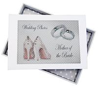 WHITE COTTON CARDS Day Mother of The Bride Mini álbum de Fotos, diseño de Zapatos y Anillos de Boda, Tablero, 12,5 x 17,5 x 2,5 cm