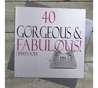 WHITE COTTON CARDS Grande Gorgeous & Fabulous Tarjeta de 40 cumpleaños Hecha a Mano con Texto en inglés That's You, XN18-40, Blanco, 22cm x 22xm