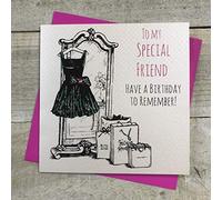 WHITE COTTON CARDS Hecho a Mano a mi Amigo Especial Have A Birthday To Remember código e21-sp Tarjeta de felicitación de cumpleaños, Blanco