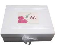 White Cotton Cards HU60X - Caja de recuerdos de cumpleaños (tamaño grande), diseño de colibrí